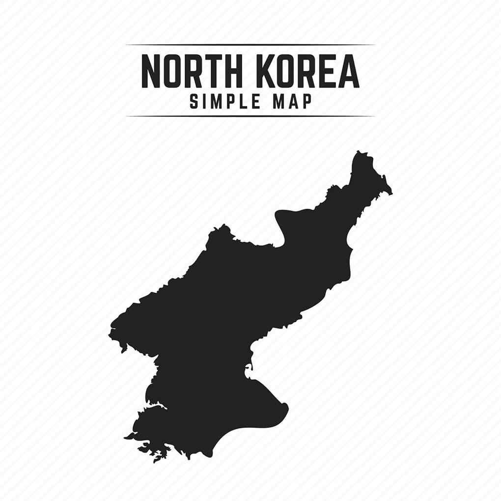 Printable North Korea Map Simple Black