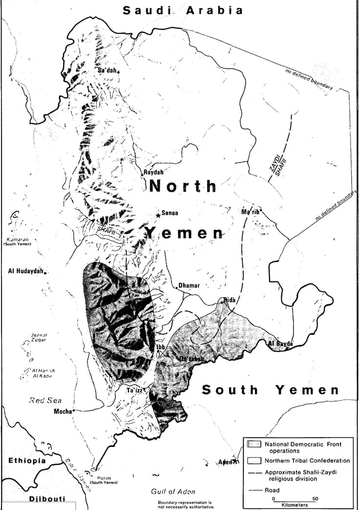 Printable North Yemen Map