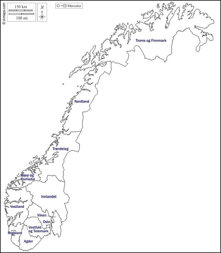 Printable Norway Map 3