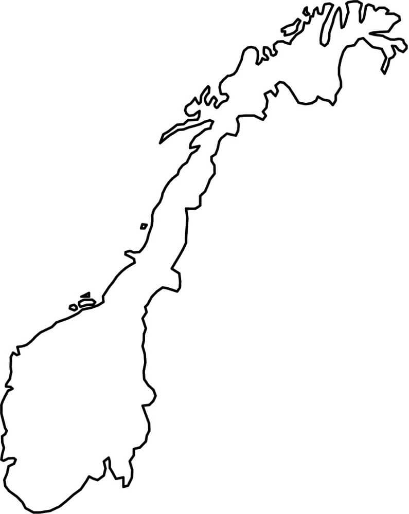 Printable Norway Map Blank Outline 1