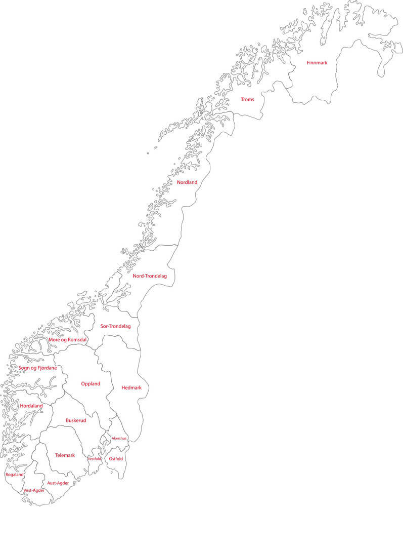 Printable Norway Map Blank Outline 2