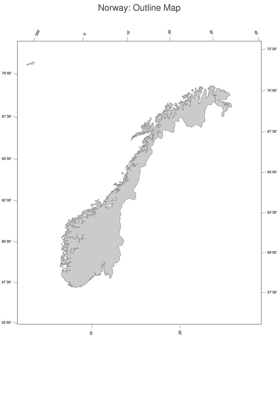 Printable Norway Map Political Country Borders