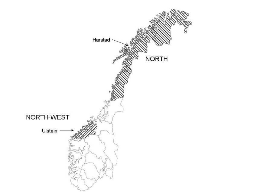 Printable Norway Map Showing The North And North-West