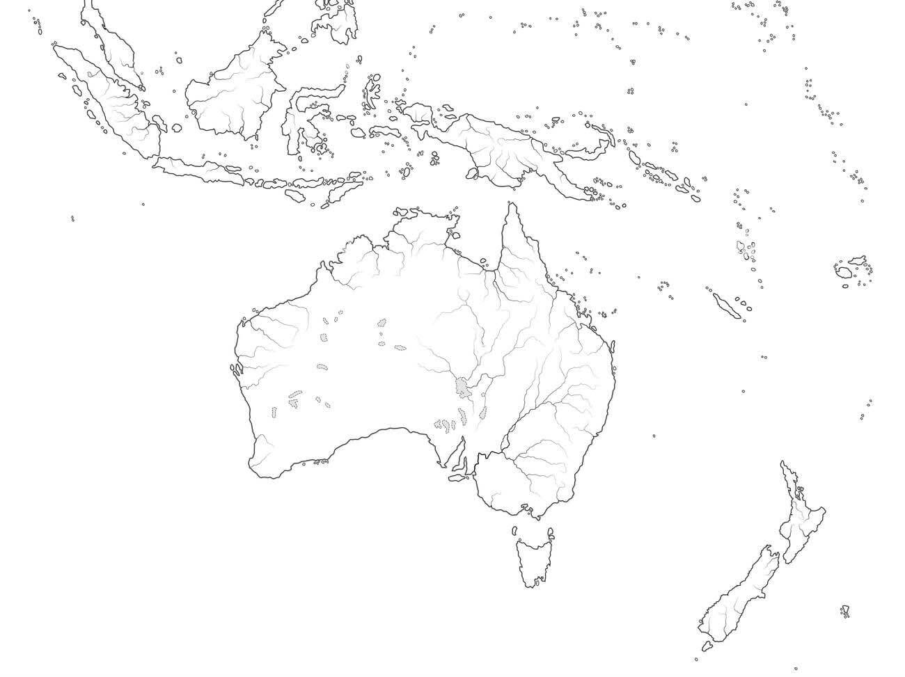 Printable Oceania Map Outline 3