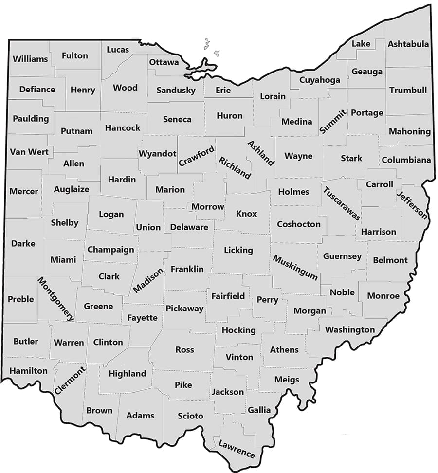Printable Ohio County Map