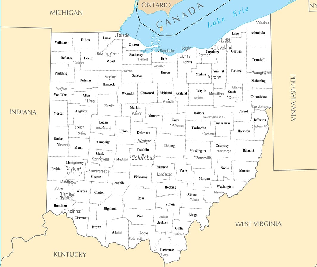 Printable Ohio Map Counties And Cities