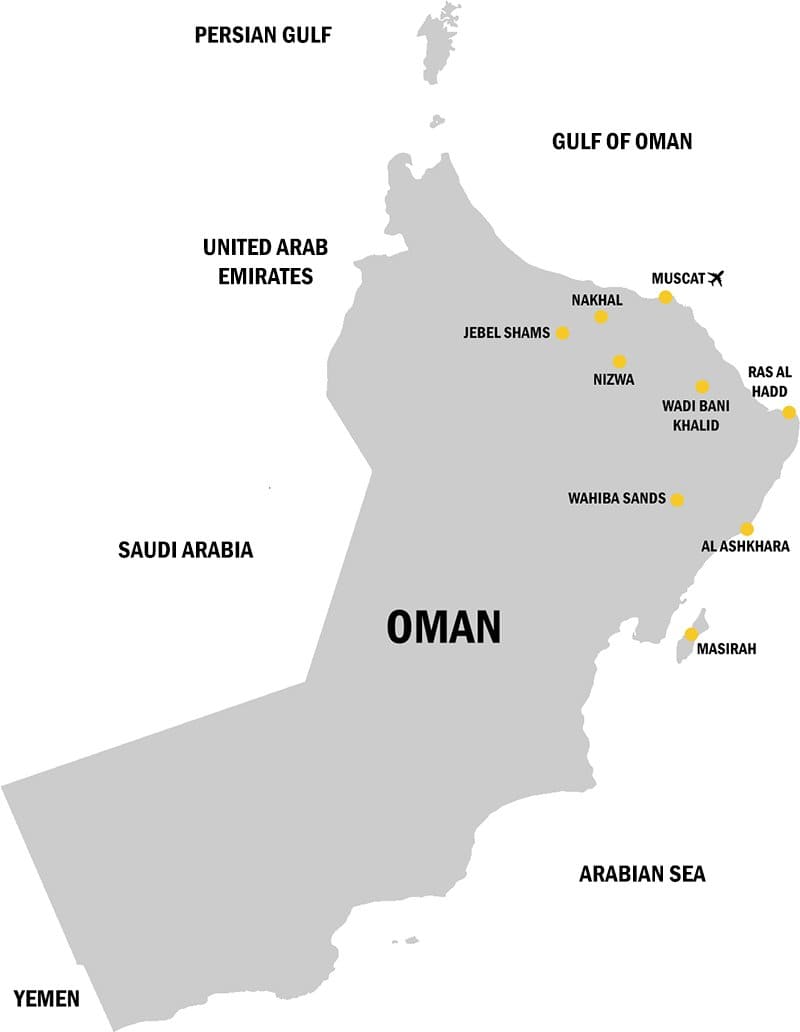 Printable Oman City Map