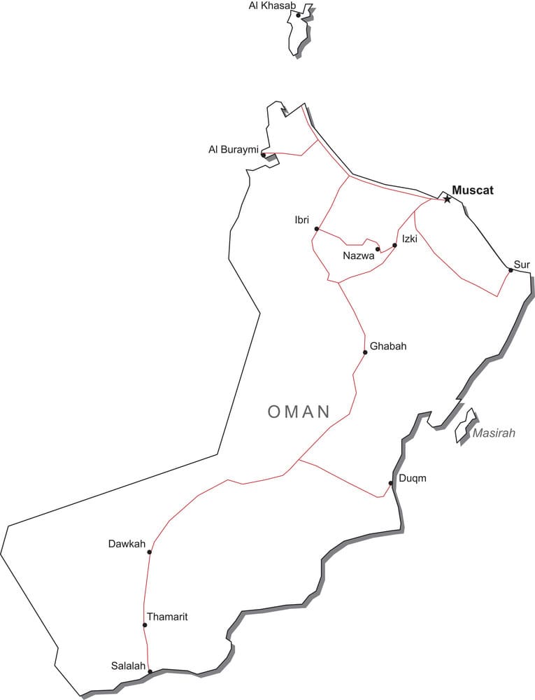 Printable Oman Country Map