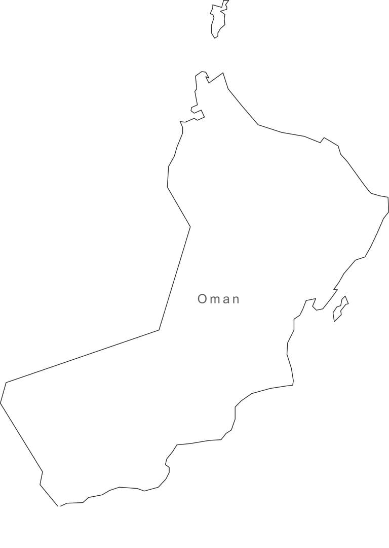 Printable Oman Map Asia