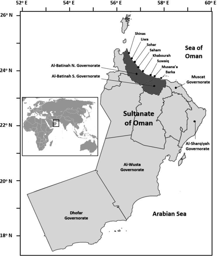 Printable Oman Map States