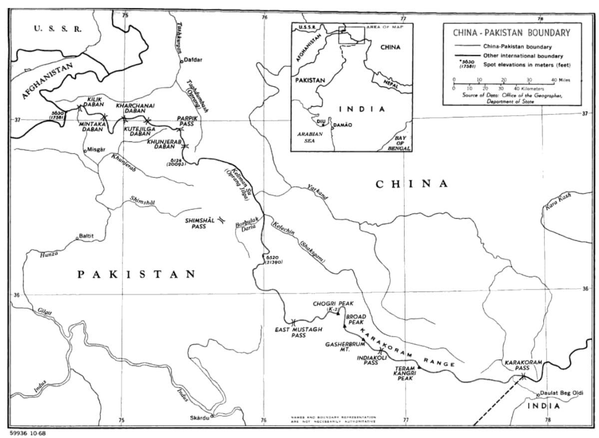 Printable Pakistan China Border Map