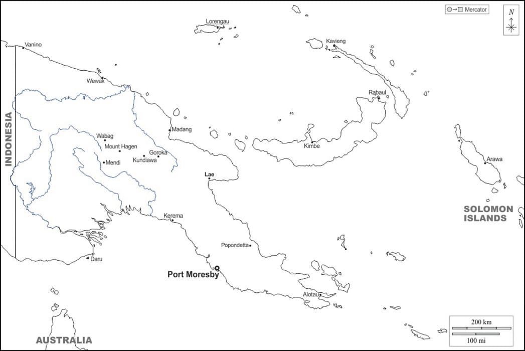 Printable Papua New Guinea Map With Capital