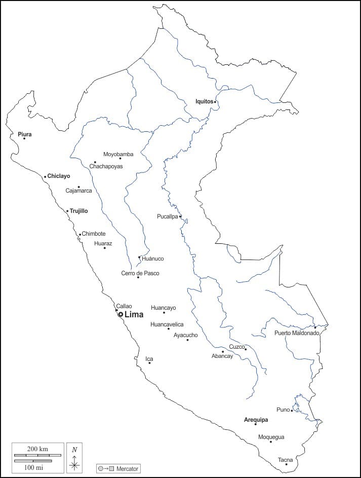 Printable Peru Map Outline