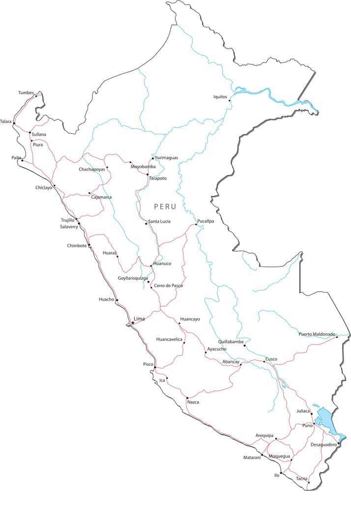 Printable Peru Map With Cities