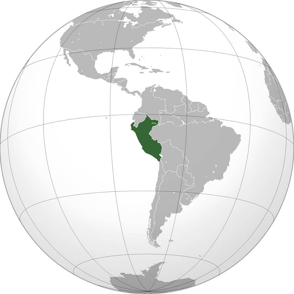 Printable Peru On World Map