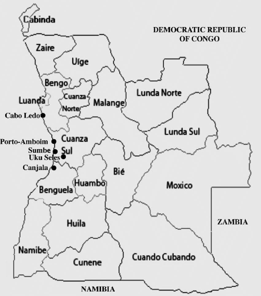 Printable Physical Map Of Angola