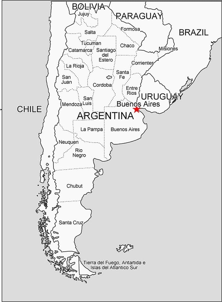 Printable Physical Map Of Argentina