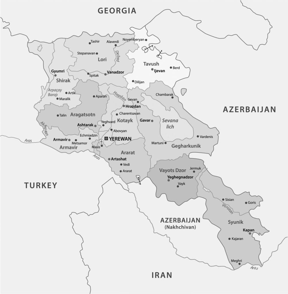 Printable Physical Map Of Armenia