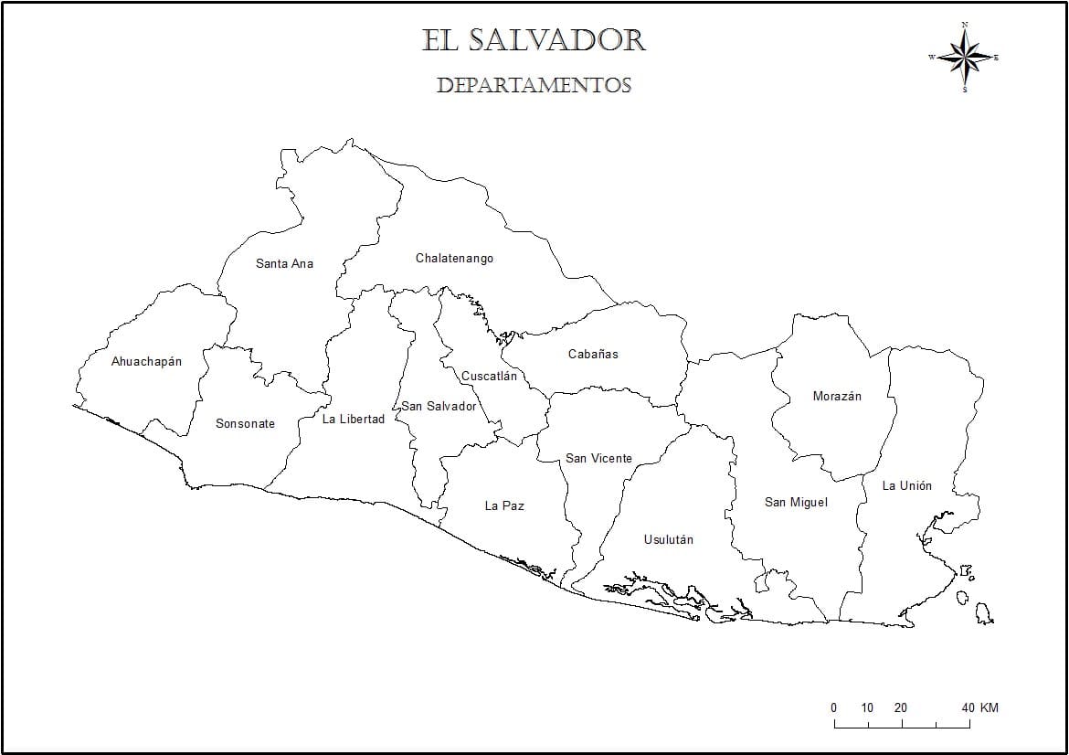 Printable Physical Map Of El Salvador