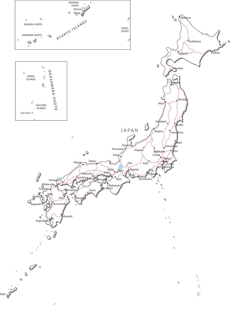 Printable Physical Map Of Japan