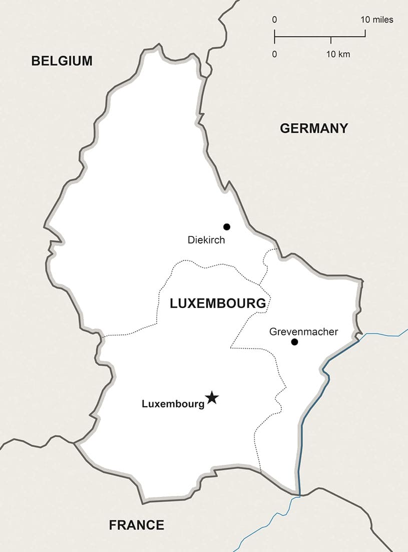 Printable Physical Map Of Luxembourg