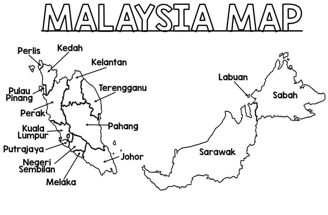 Printable Physical Map Of Malaysia