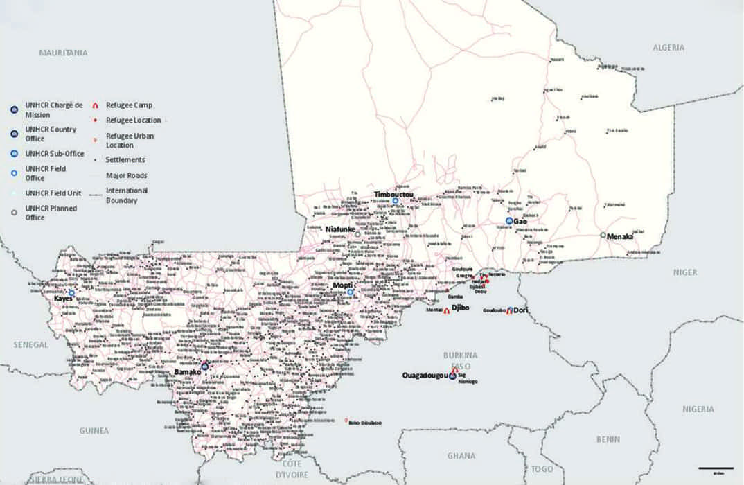 Printable Physical Map Of Mali