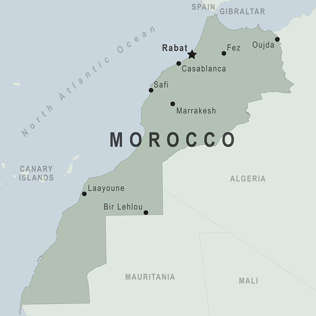 Printable Physical Map Of Morocco