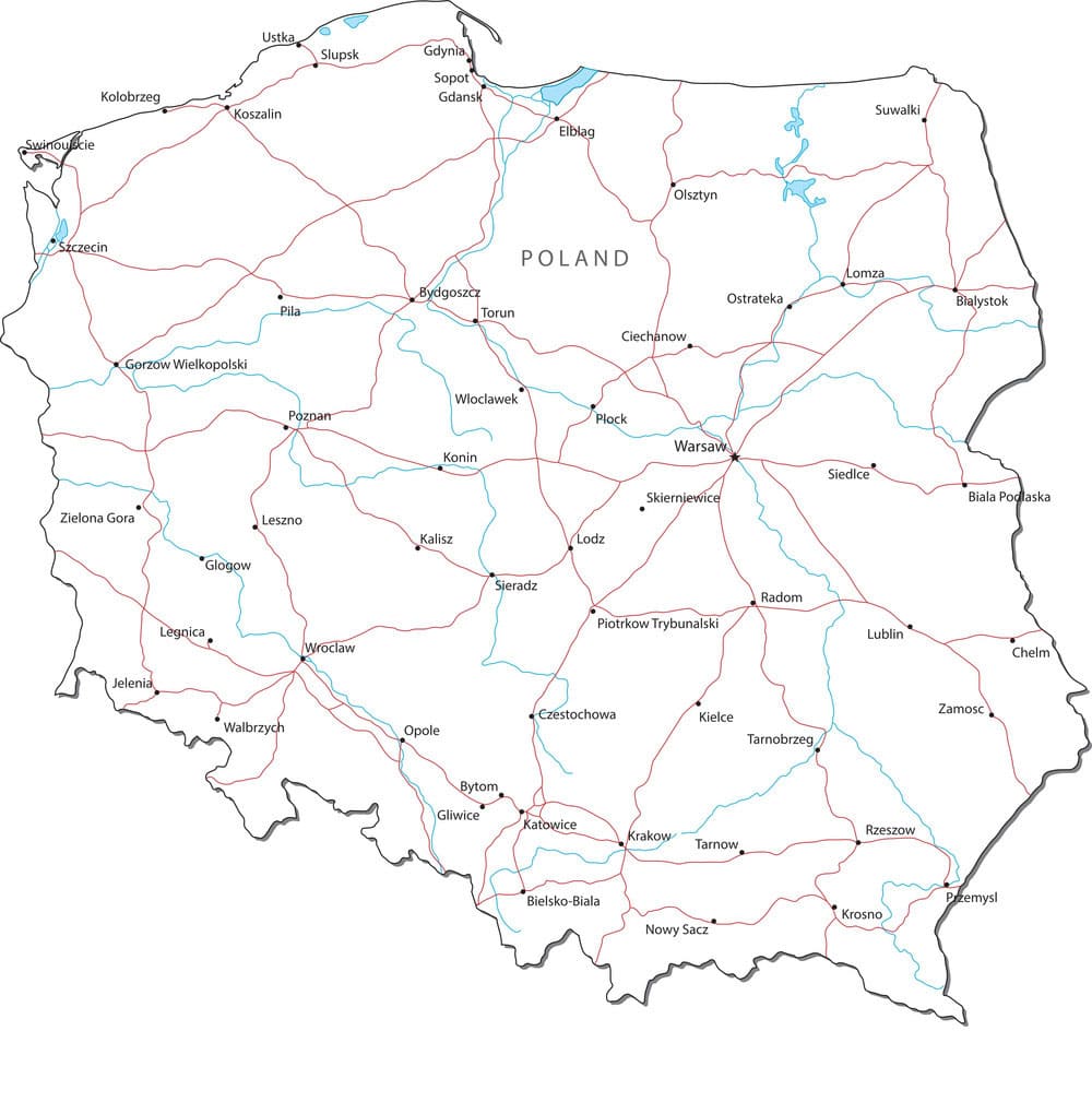Printable Poland Map Cities