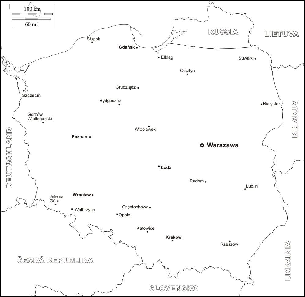 Printable Poland Map With Cities