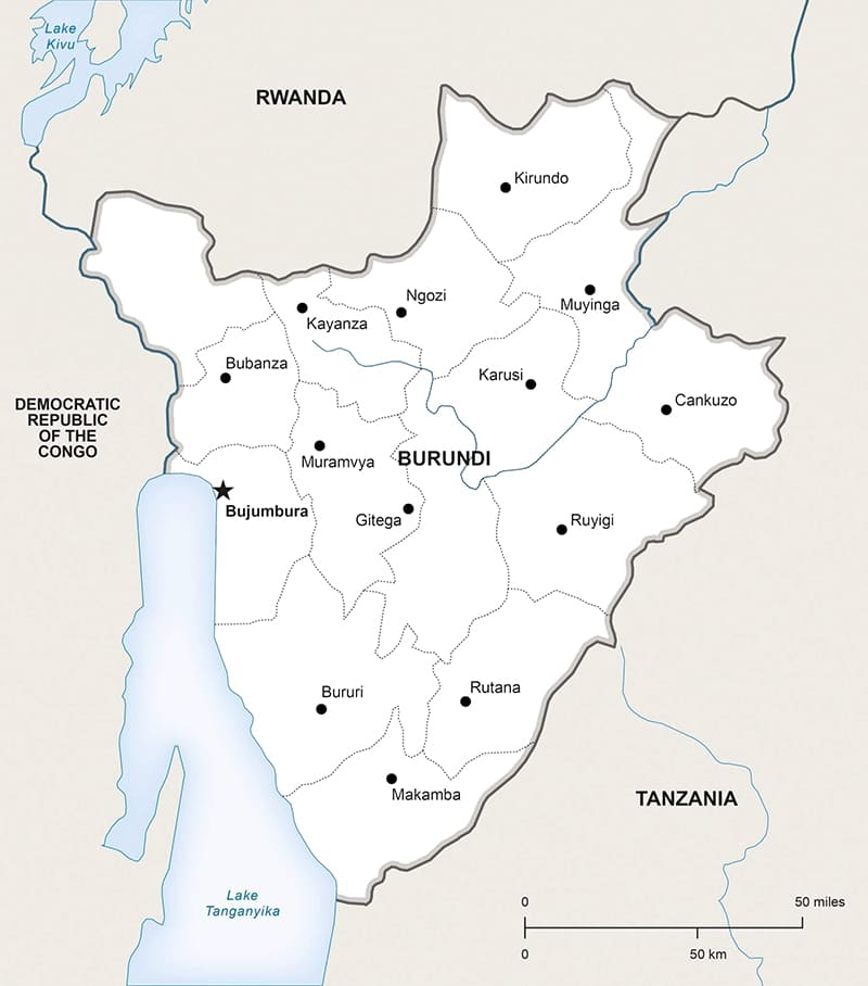 Printable Political Burundi Map