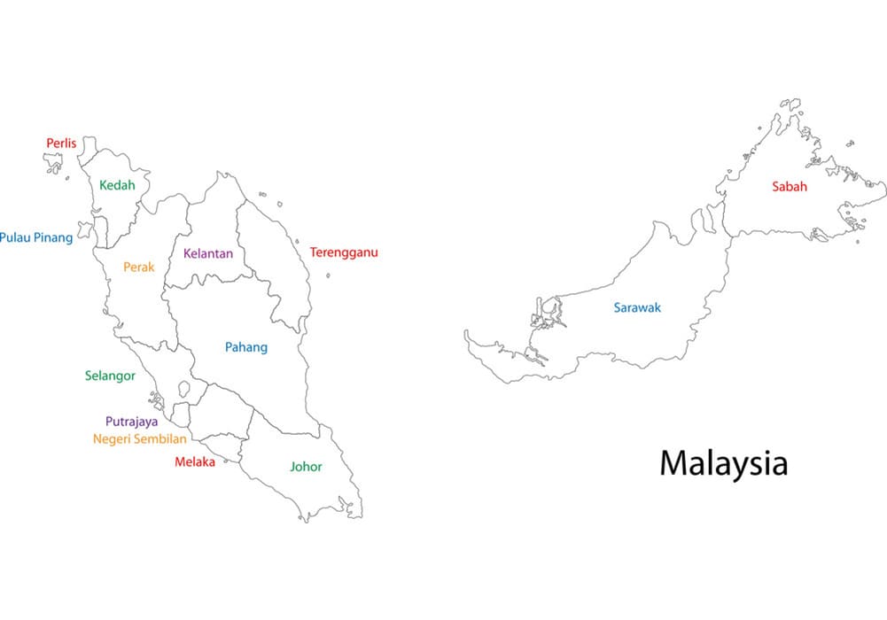 Printable Political Map Malaysia