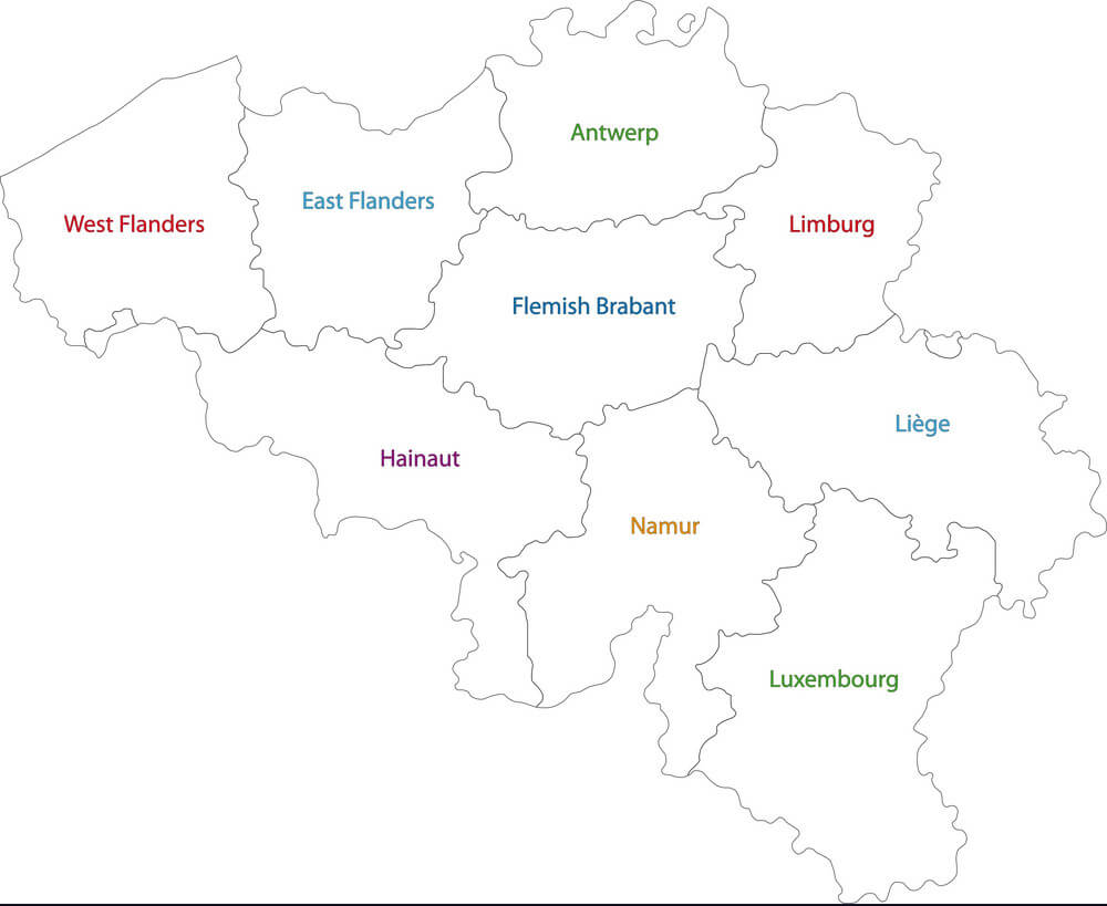 Printable Political Map Of Belgium