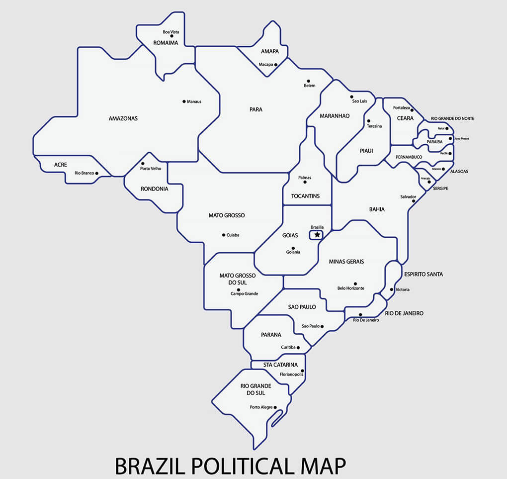 Printable Political Map Of Brazil