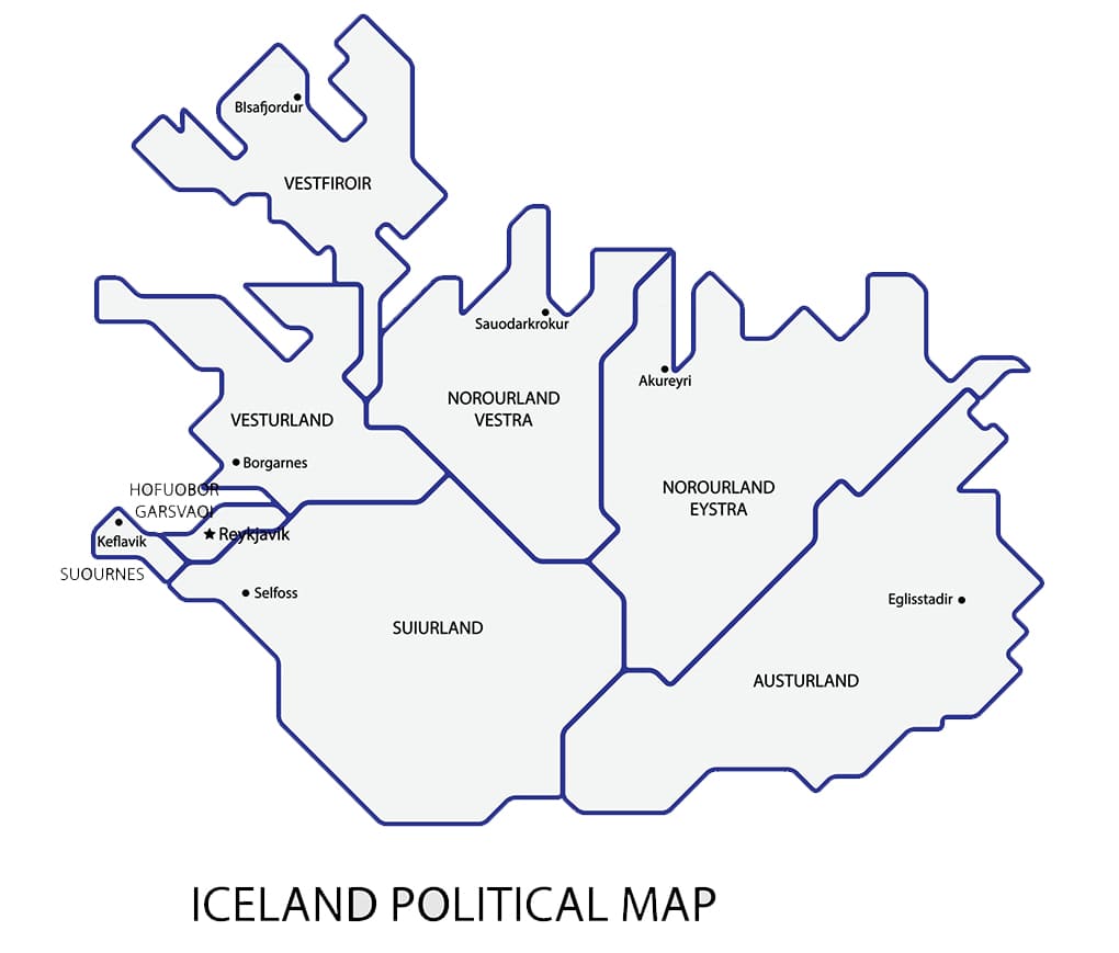 Printable Political Map Of Iceland