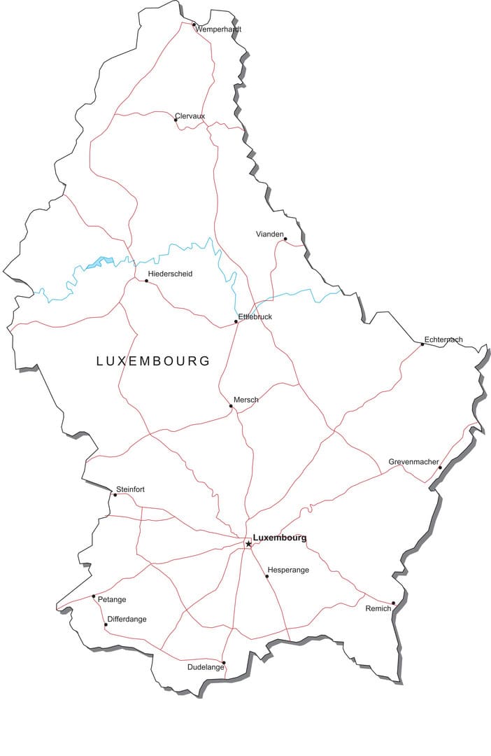 Printable Political Map Of Luxembourg