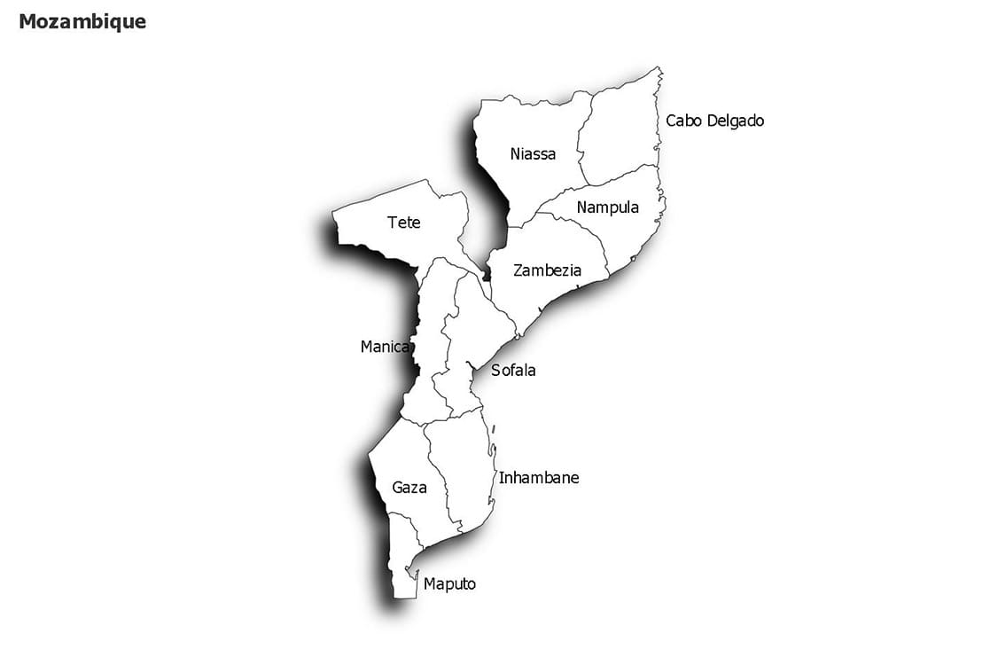 Printable Political Map Of Mozambique