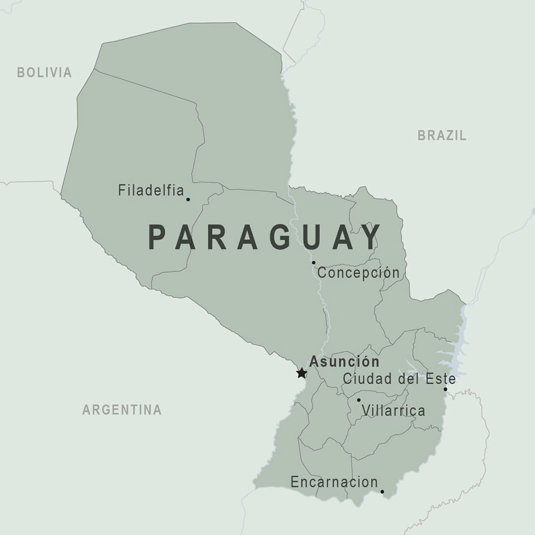 Printable Political Map Of Paraguay