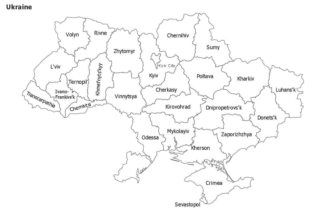 Printable Political Map Of Ukraine