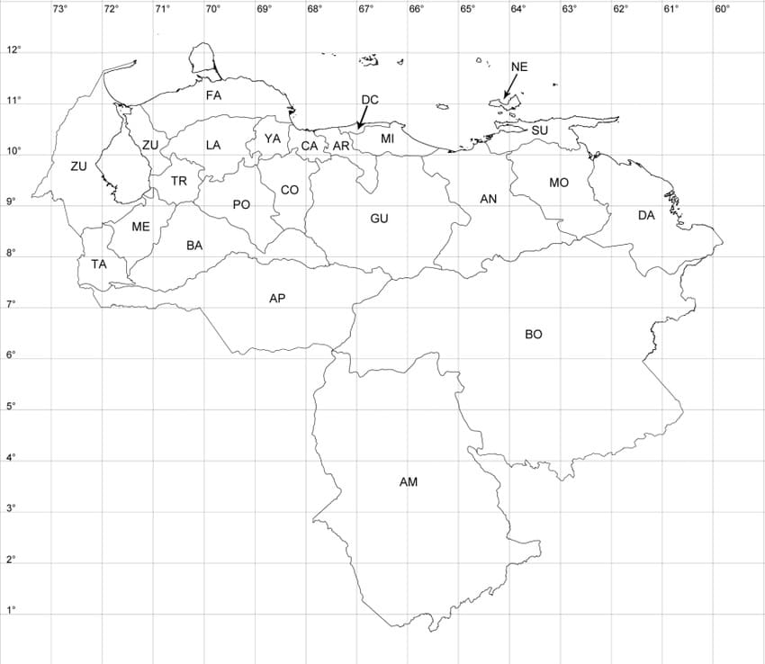 Printable Political Map Of Venezuela