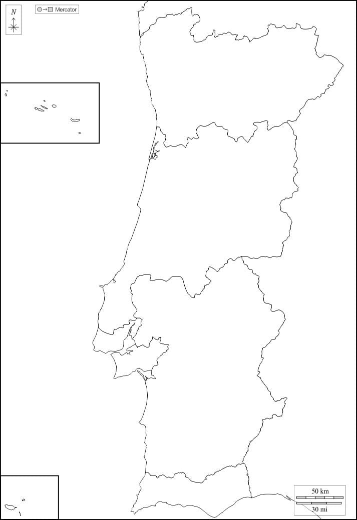 Printable Portugal Islands Map