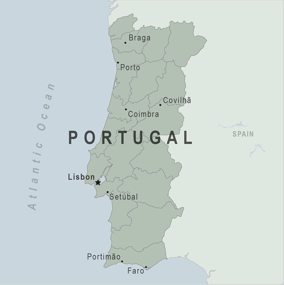 Printable Portugal On Europe Map