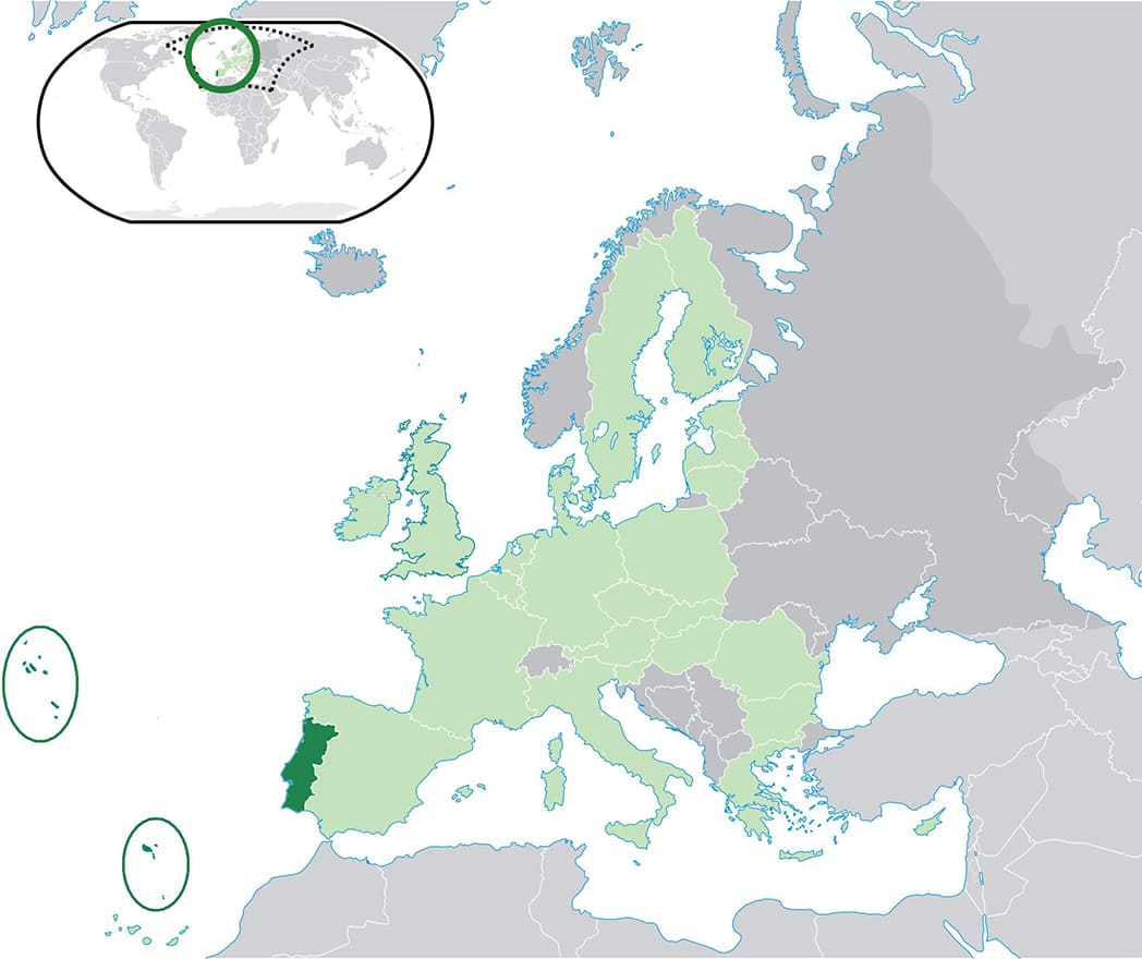 Printable Portugal On World Map