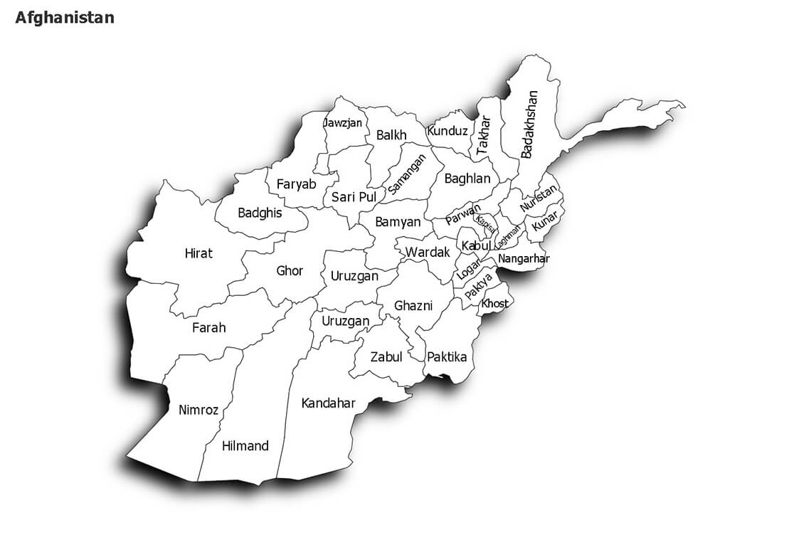 Printable Provinces Afghanistan Map