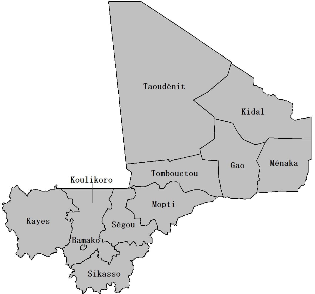 Printable Regions Of Mali Map