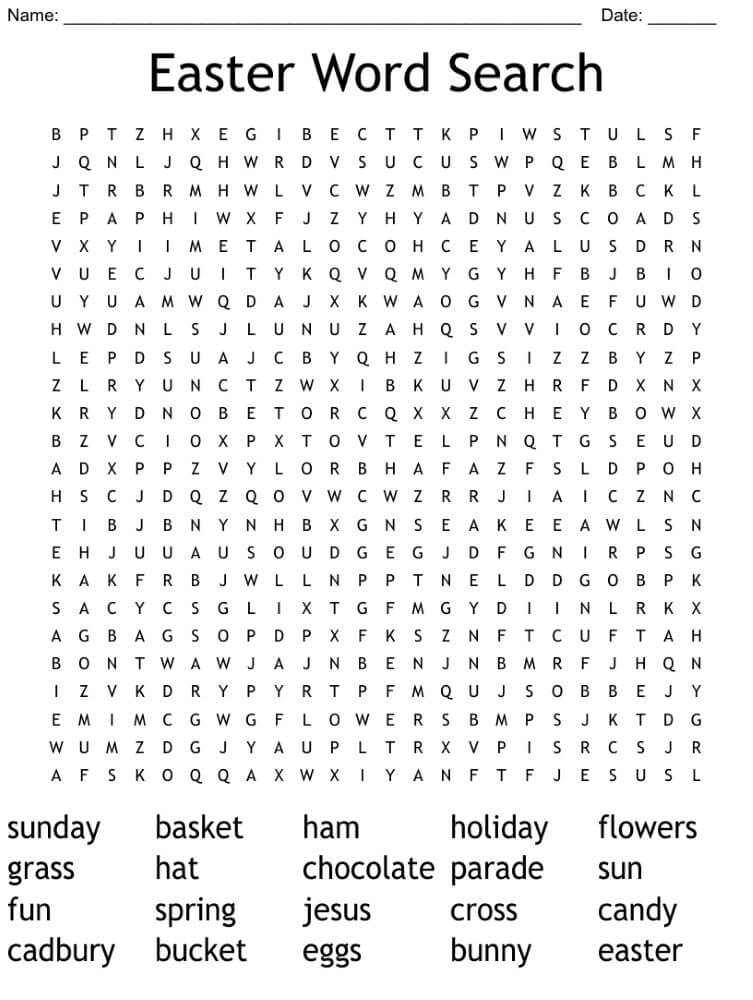 Printable Religious Easter Word Search