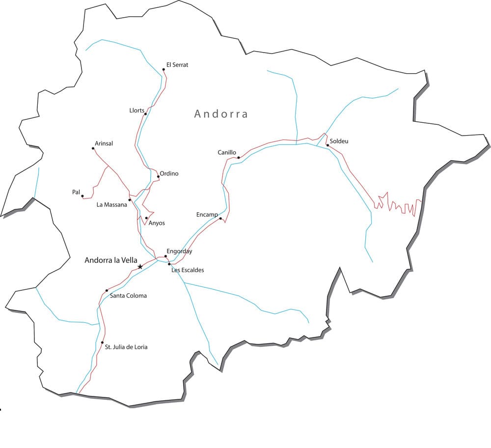 Printable Road Map Of Andorra
