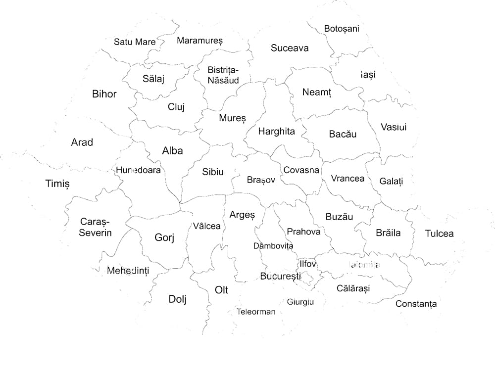 Printable Romania Map Regions