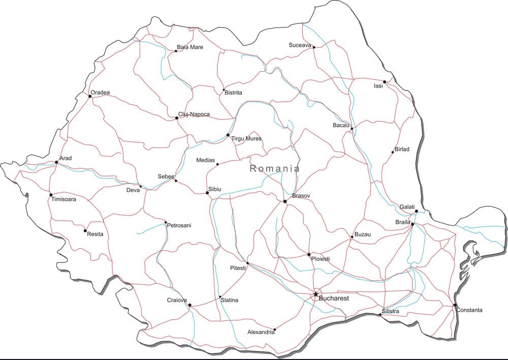 Printable Romania Map With Cities