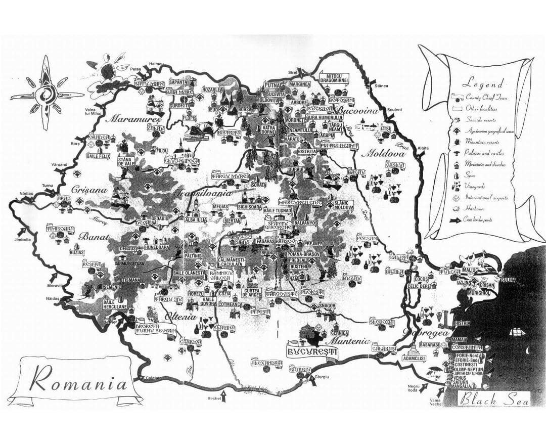 Printable Romania Tourist Map